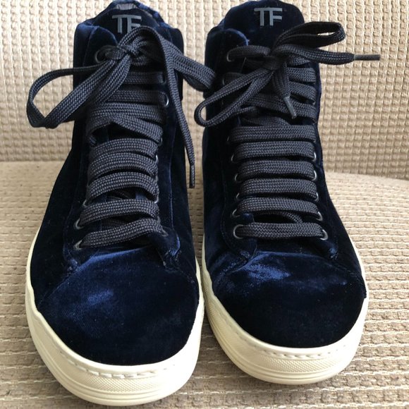 TOM FORD Russel Velvet Men\'s High-Top Navy Boots main image 16